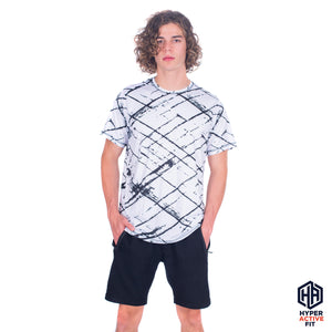 White & Black Check Print Tee