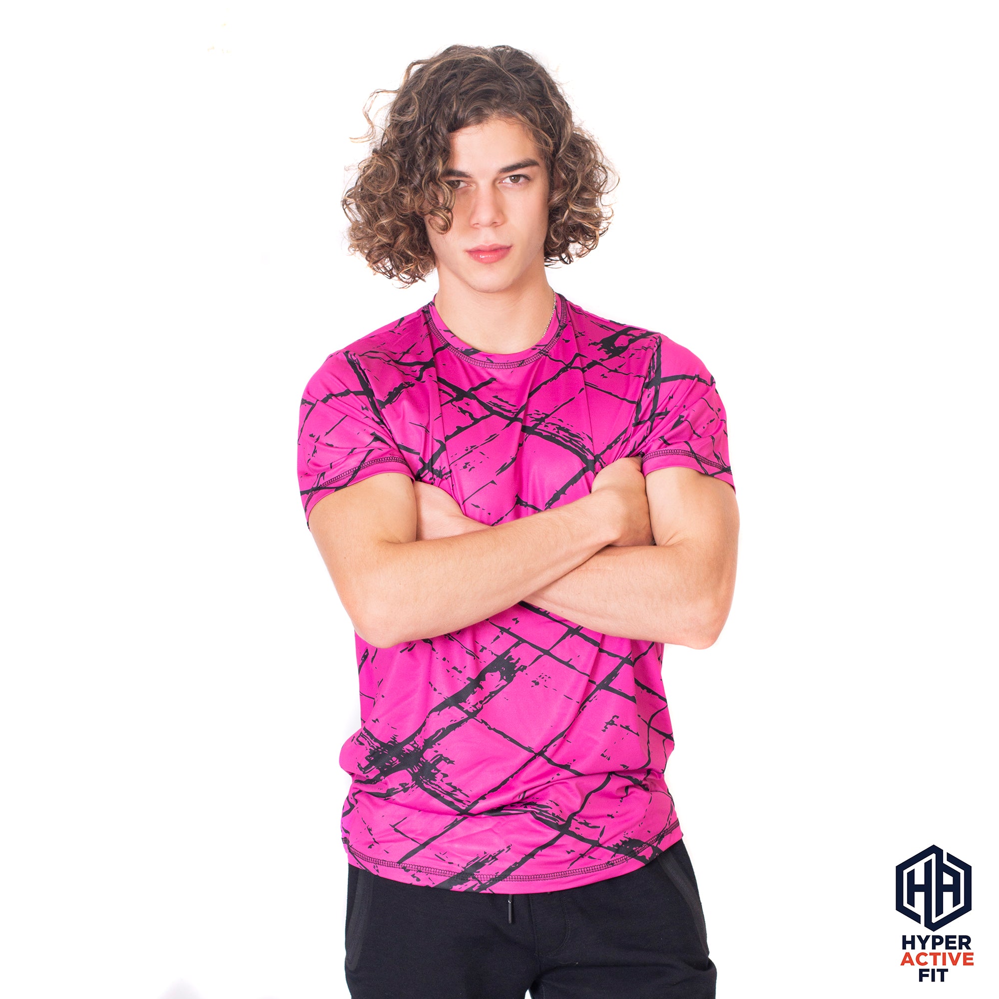 Fucsia Check Print Tee