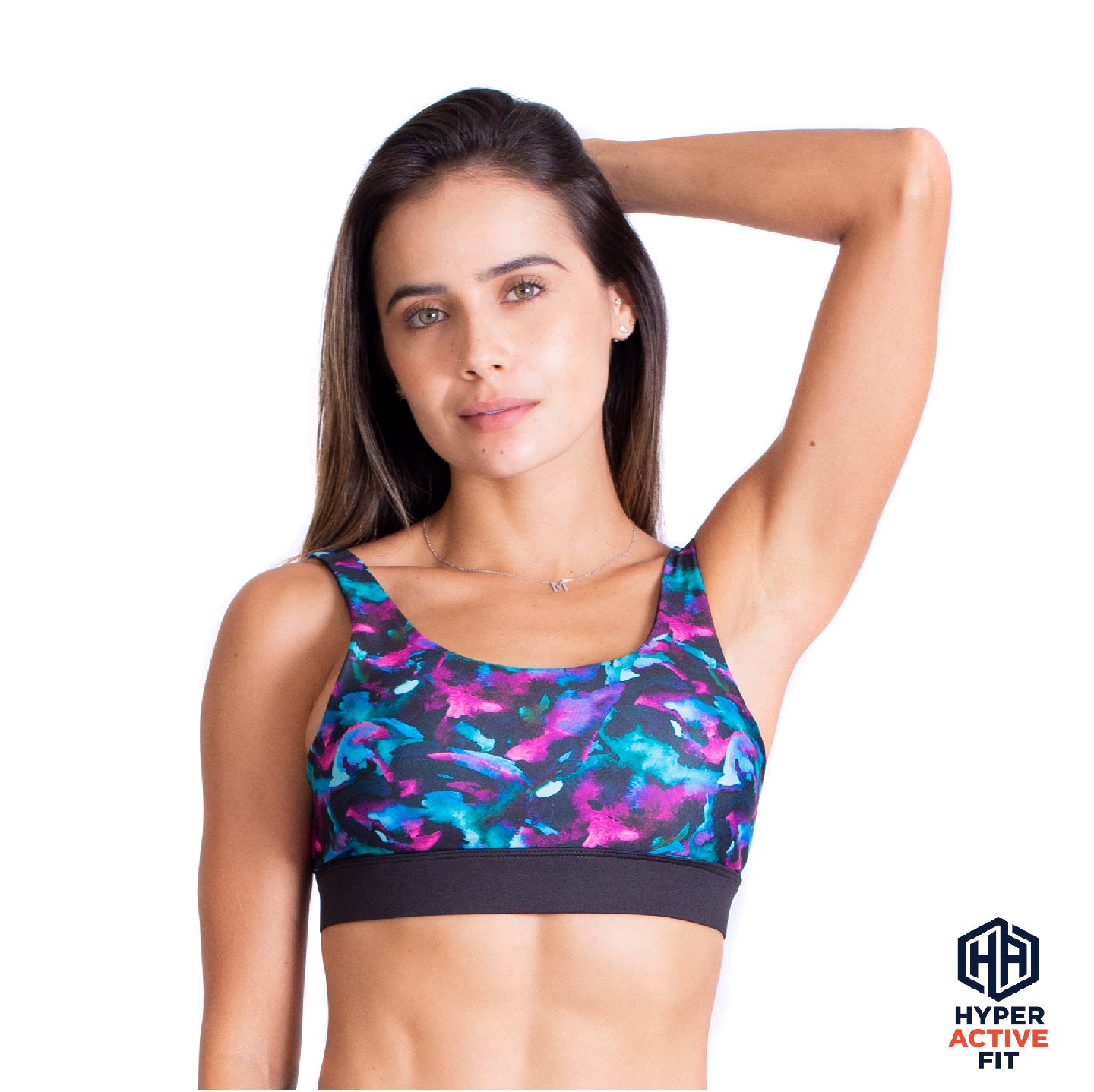 Abstract Watercolor V Back Sports Bra